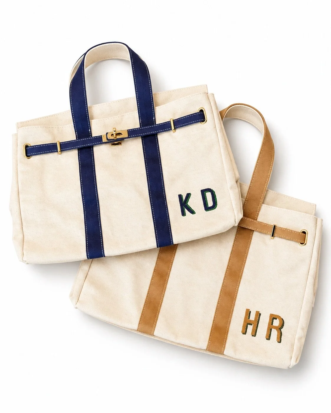 A little shadow never hurt a monogram.

Classic canvas totes, personalized with hand-painted two-color initials for a little extra personality. Pick your bag, pick your colors, and make it yours.

Hand-painted by Meg &amp; Co.