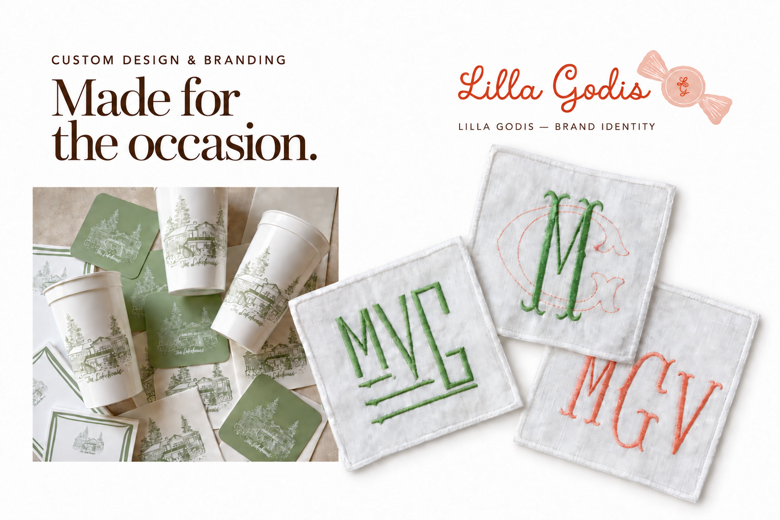 Meg&Co Custom Logo Design, Monogrammed Cocktail Napkins
