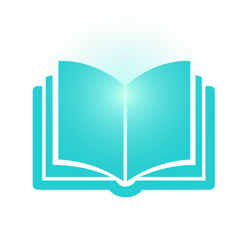 Open book with glowing light and sparkles behind it.