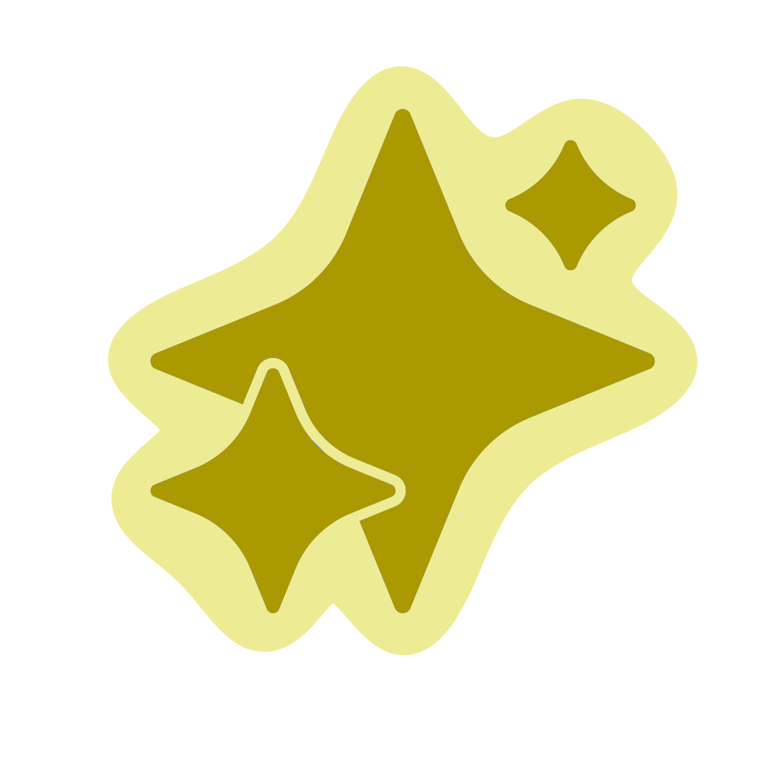 Stylized golden shooting star with two sparkling stars on a black background