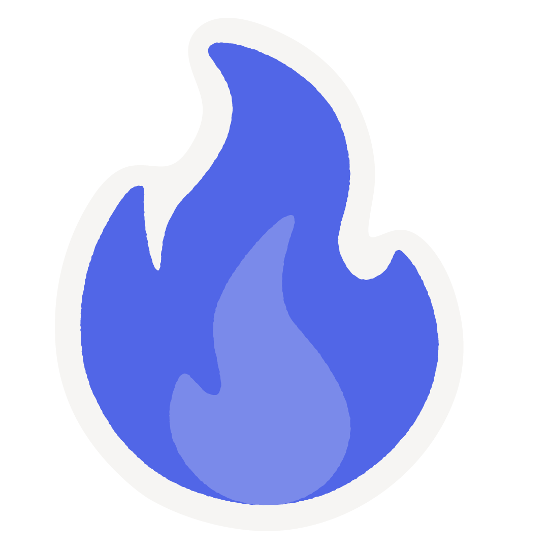 Stylized blue flame icon with a lighter blue inner flame