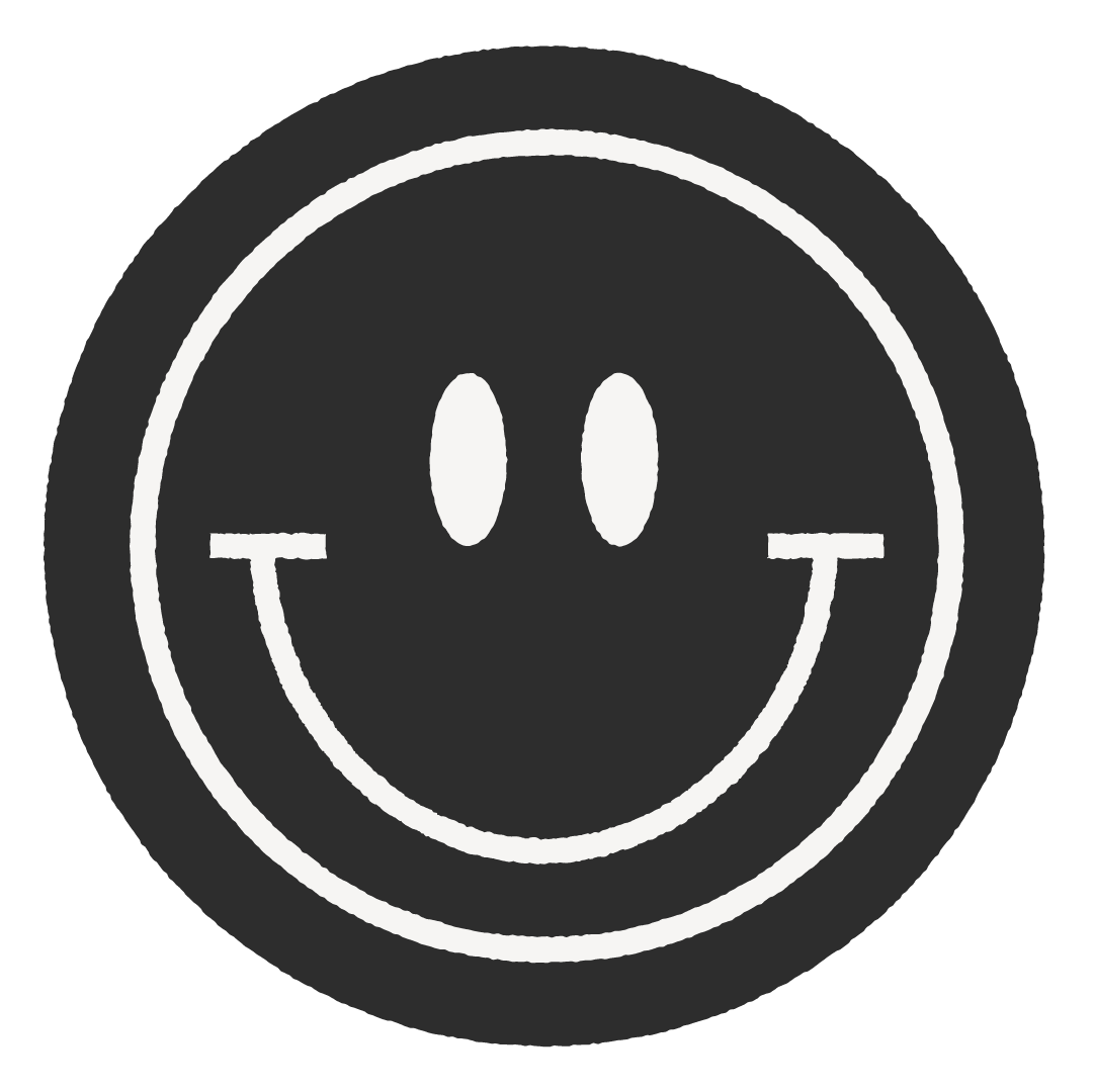 White smiley face icon inside a circular outline on a dark background