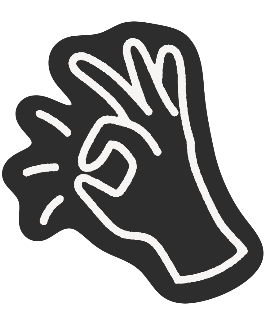 Stylized white outline of a human hand on a dark background