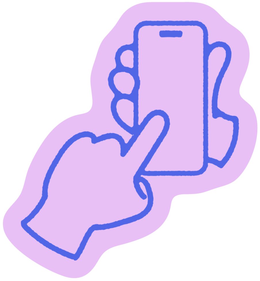 Illustration of a hand holding a smartphone