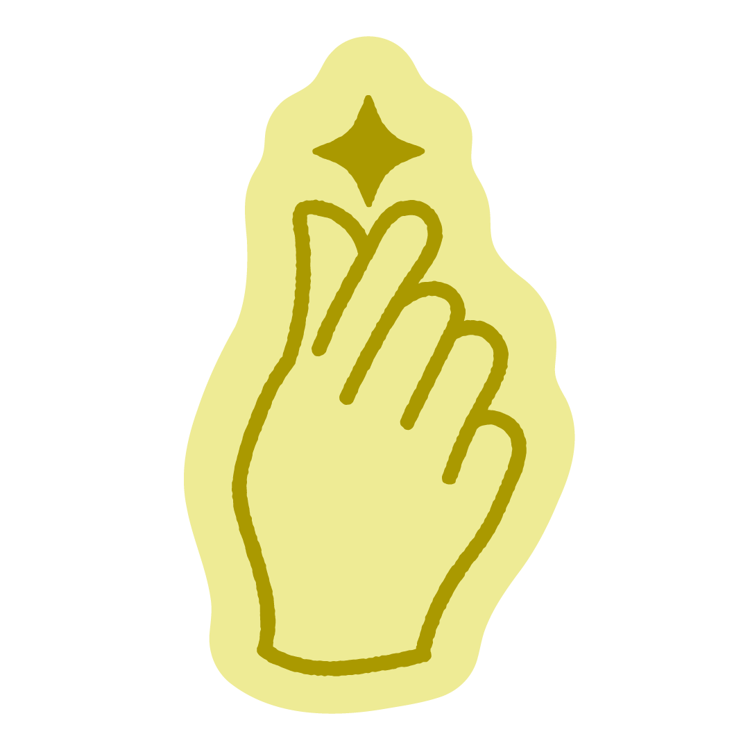Stylized yellow hand with a star symbol above the fingers