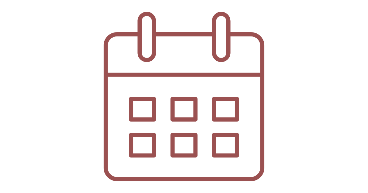 Icon of a calendar with six grid squares.