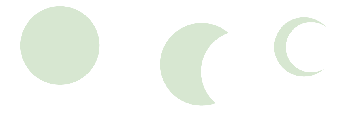Sequence of phases of a lunar eclipse showing the full moon, partial shadow covering the moon, and full shadow creating a crescent moon.
