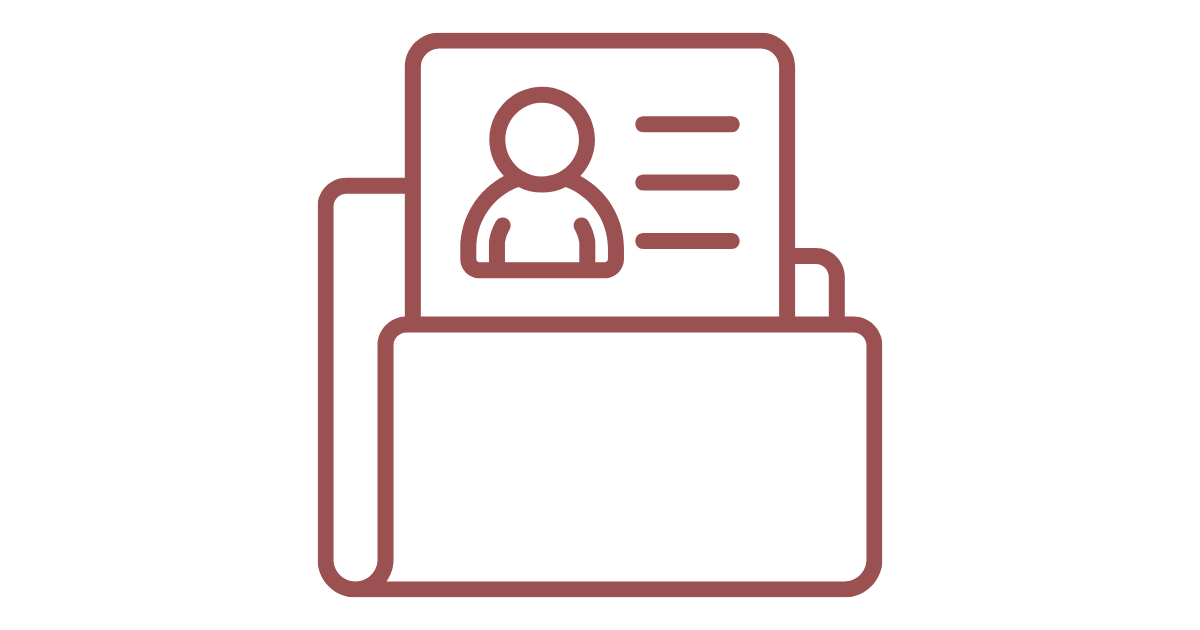 Icon of a resume or ID card inside a folder.