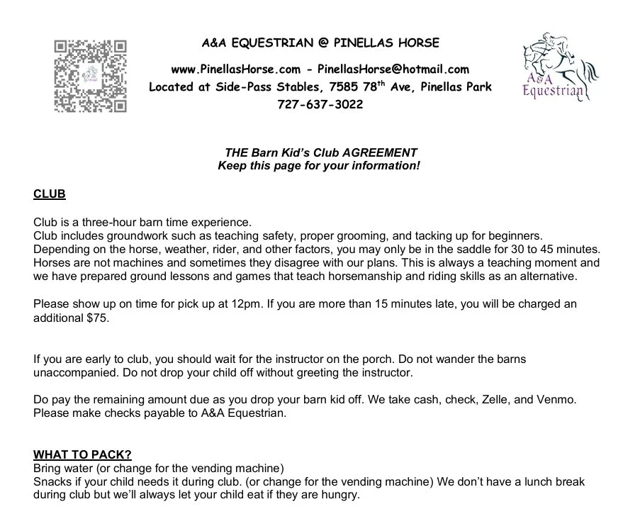 Release Forms for Club