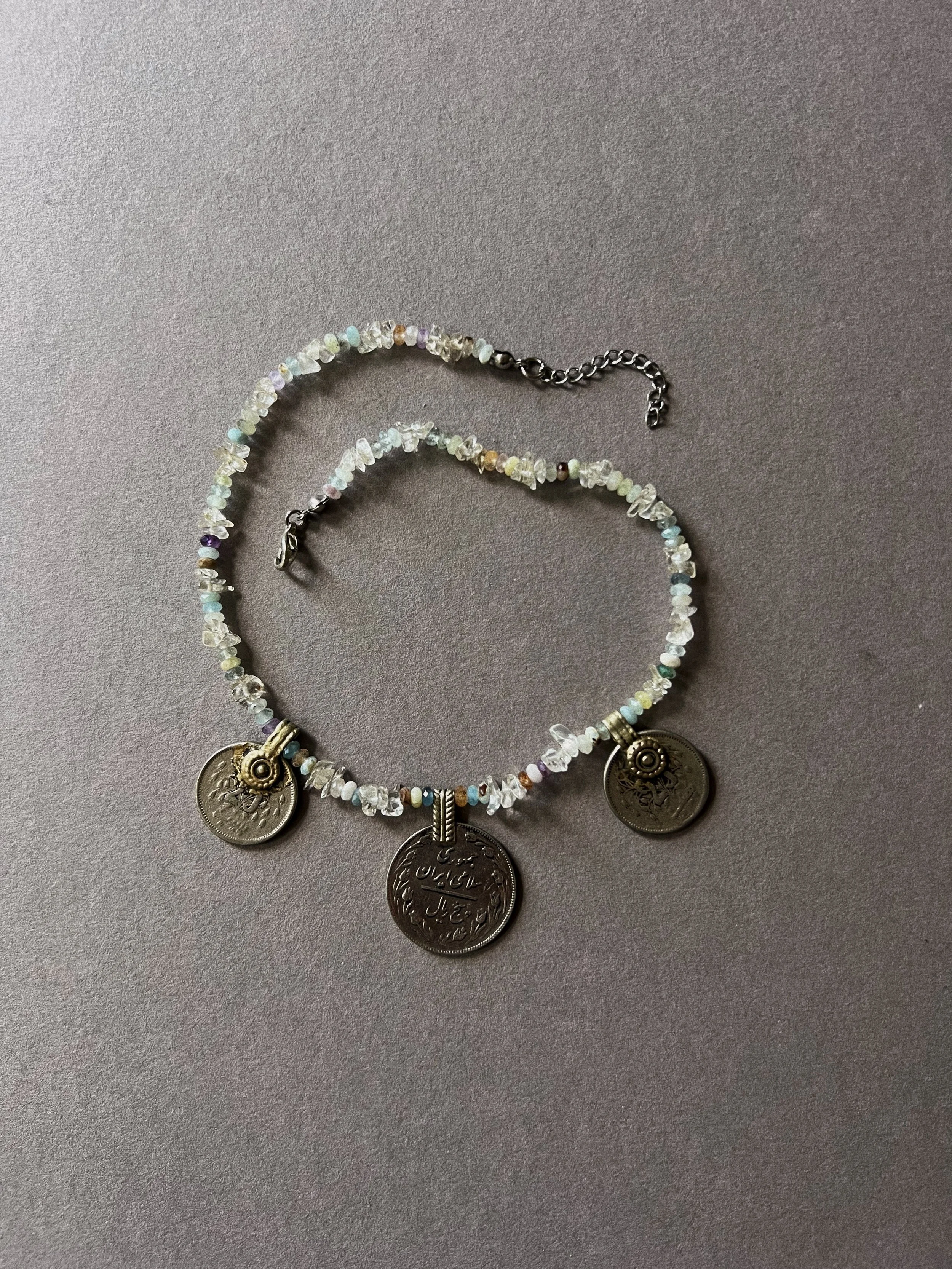 Aquarmarine & Quartz crystal neckace