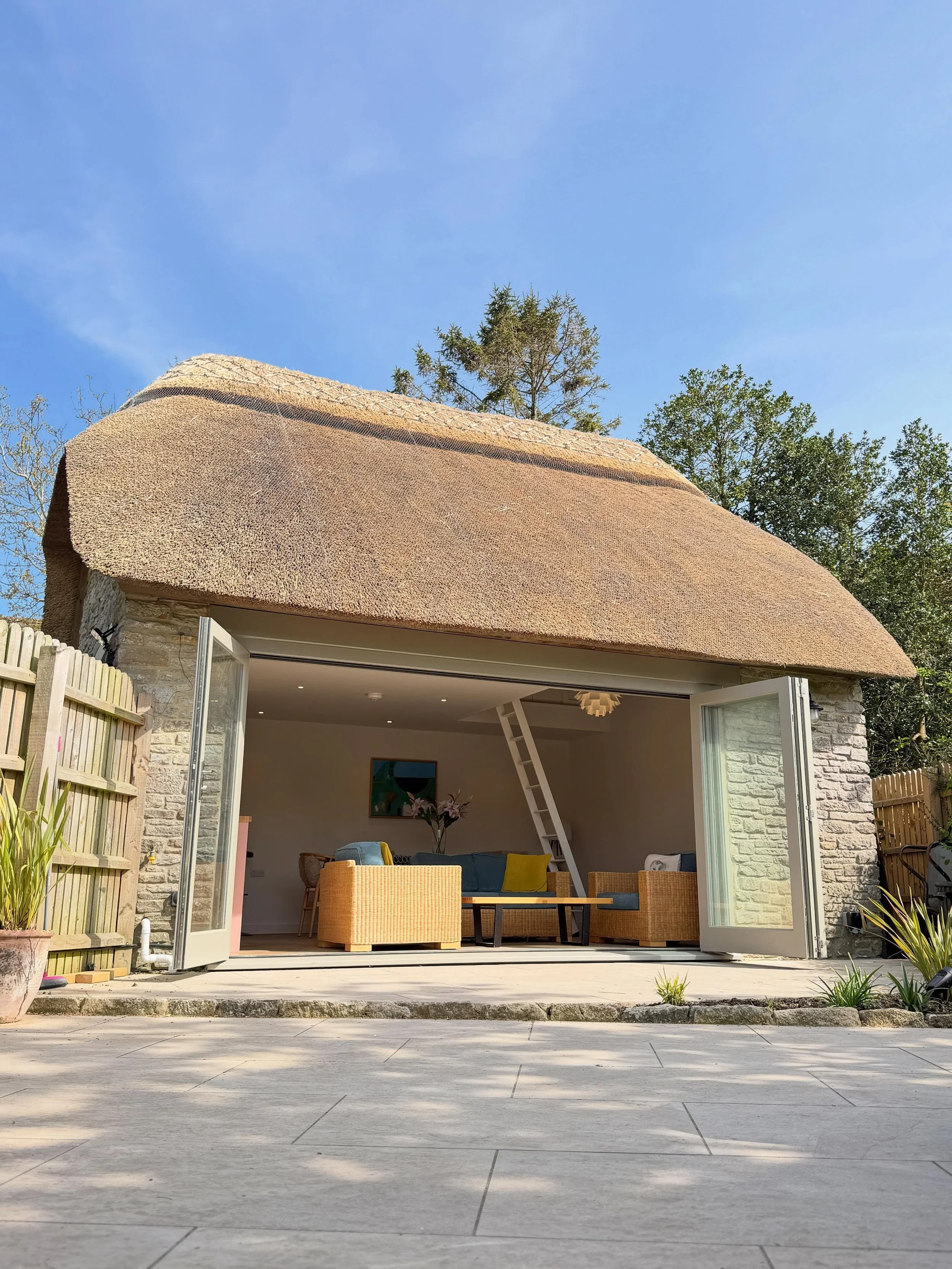 Recent garage transformation completed in Corfe Castle. 

From unused space to a beautiful, functional garden room. 

More pictures of this to follow.