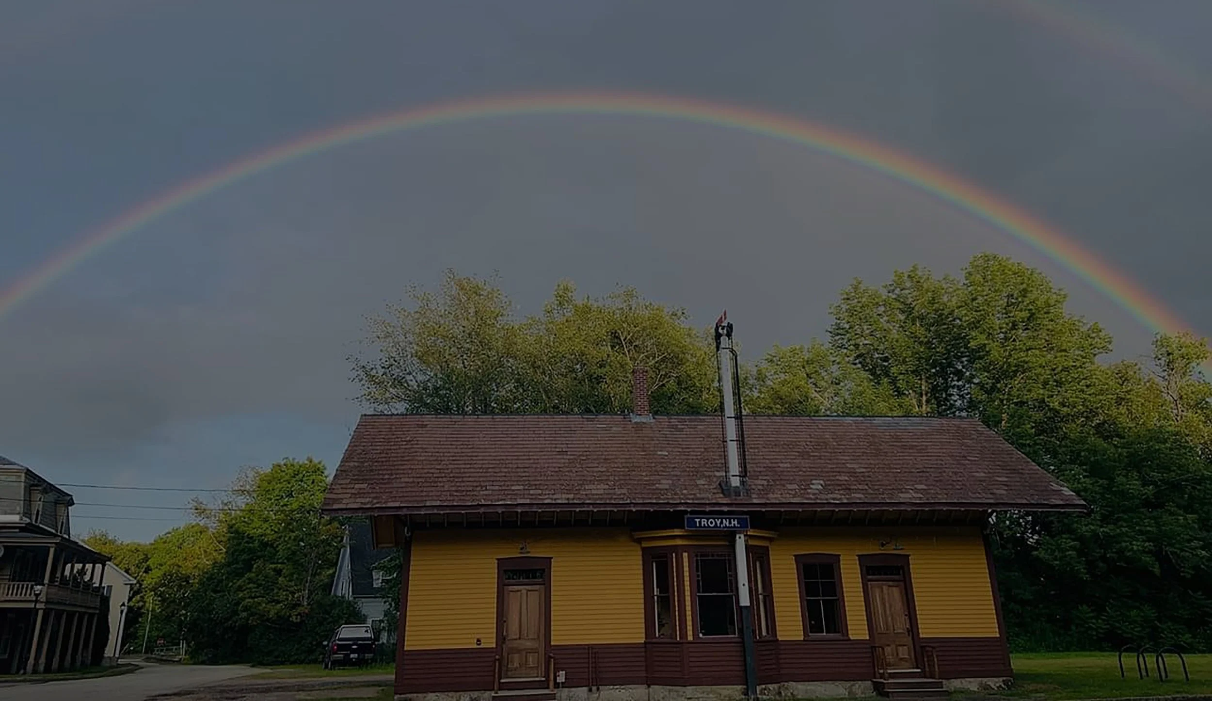 Double Rainbow over the Troy Depot