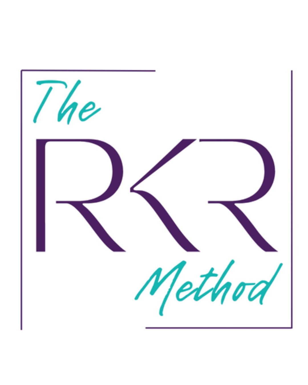 Retro-style neon sign reading 'The RKR Method' with large purple letters 'R' and cursive script in teal.