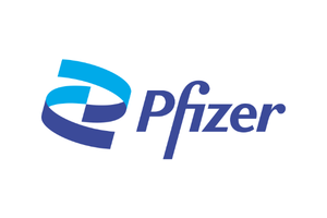 Pfizer logo in blue and white