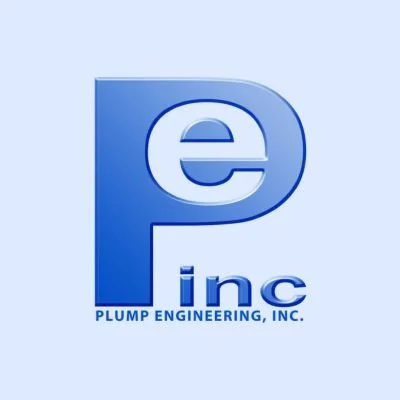 Plump Engineering PEI logo with light blue background