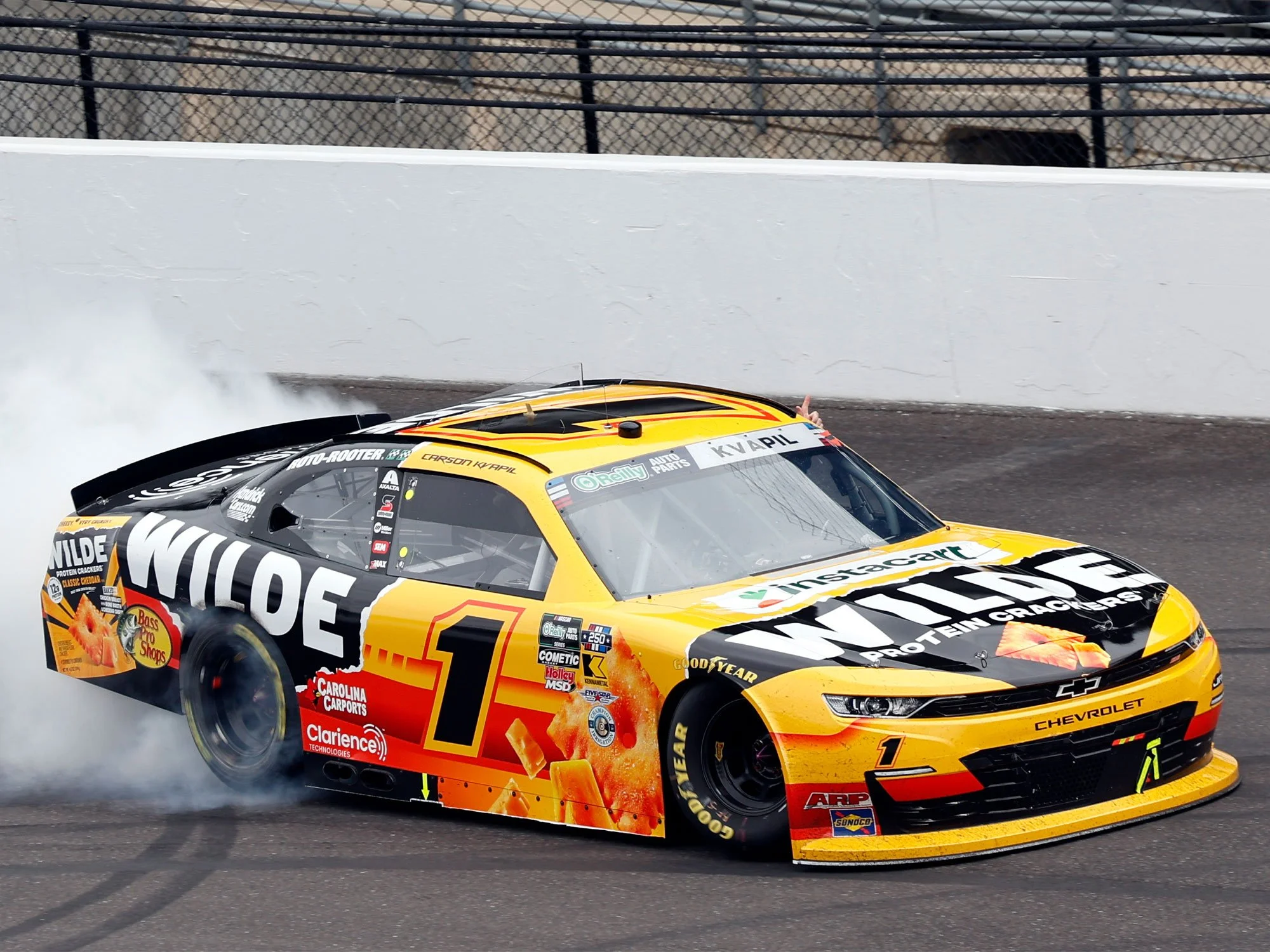 CARSON KVAPIL 2026 WILDE PROTEIN CRACKERS INDIANAPOLIS RACED WIN 1:64 ARC DIECAST