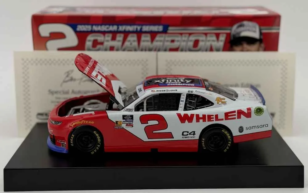 Jesse Love Dual Autographed 2025 Whelen 1:24 XFinity Series Champion 1:24 Nascar Diecast
