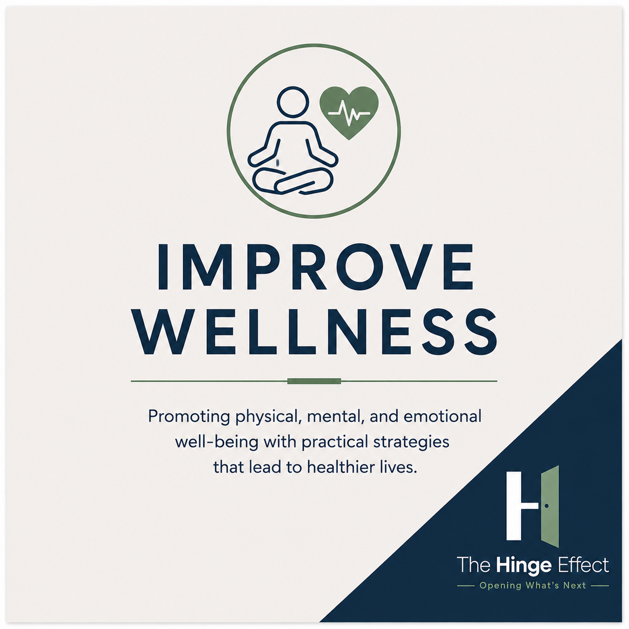 Cover of a wellness guide titled The Hinge Effect with a subtitle about promoting mental, emotional, and physical well-being through practical strategies.