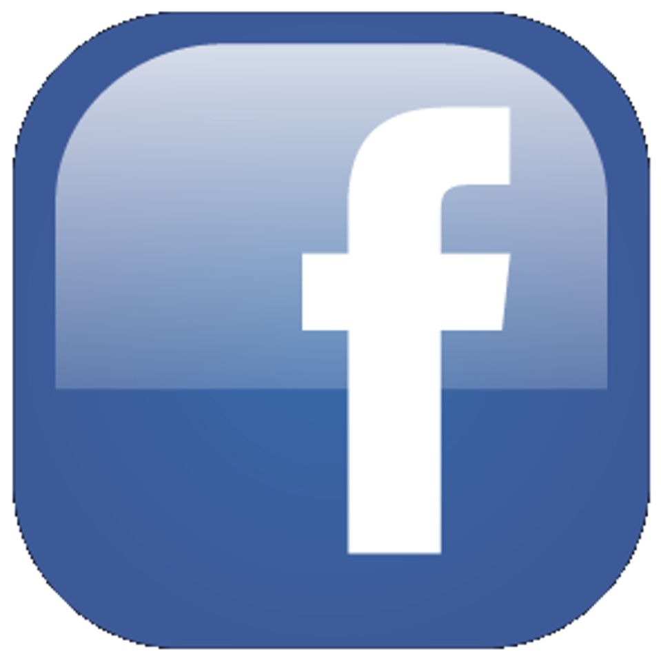 Facebook logo with white 'f' on a blue rounded square background.