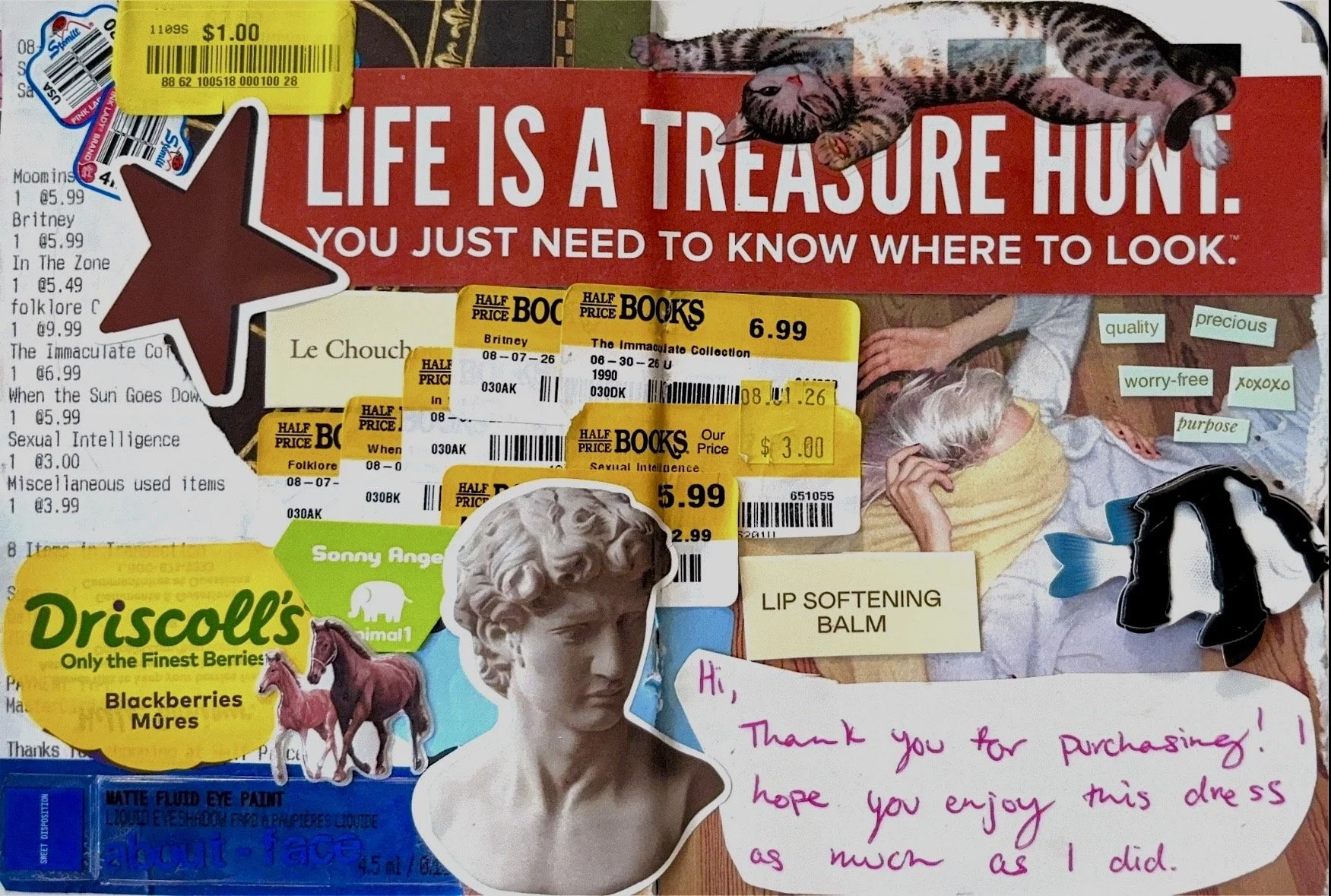i was super inspired by found objects with this one! "life is a treasure hunt, you just need to know where to look." i think that is so true :)