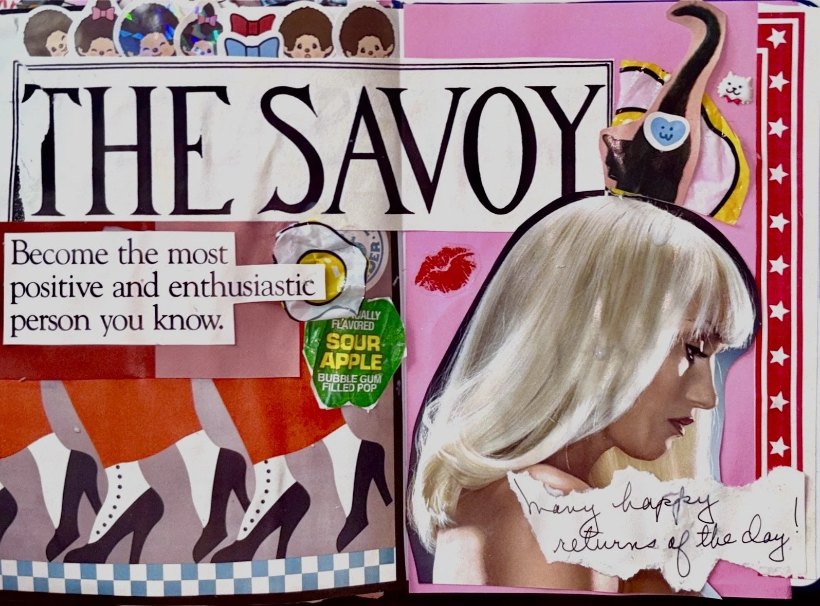 i made this collage on my 21st birthday. it feels very special to me, idk. sort of a 60's vibe going on. also gwen stefani's "the sweet escape" is always on repeat. fight with the wall.