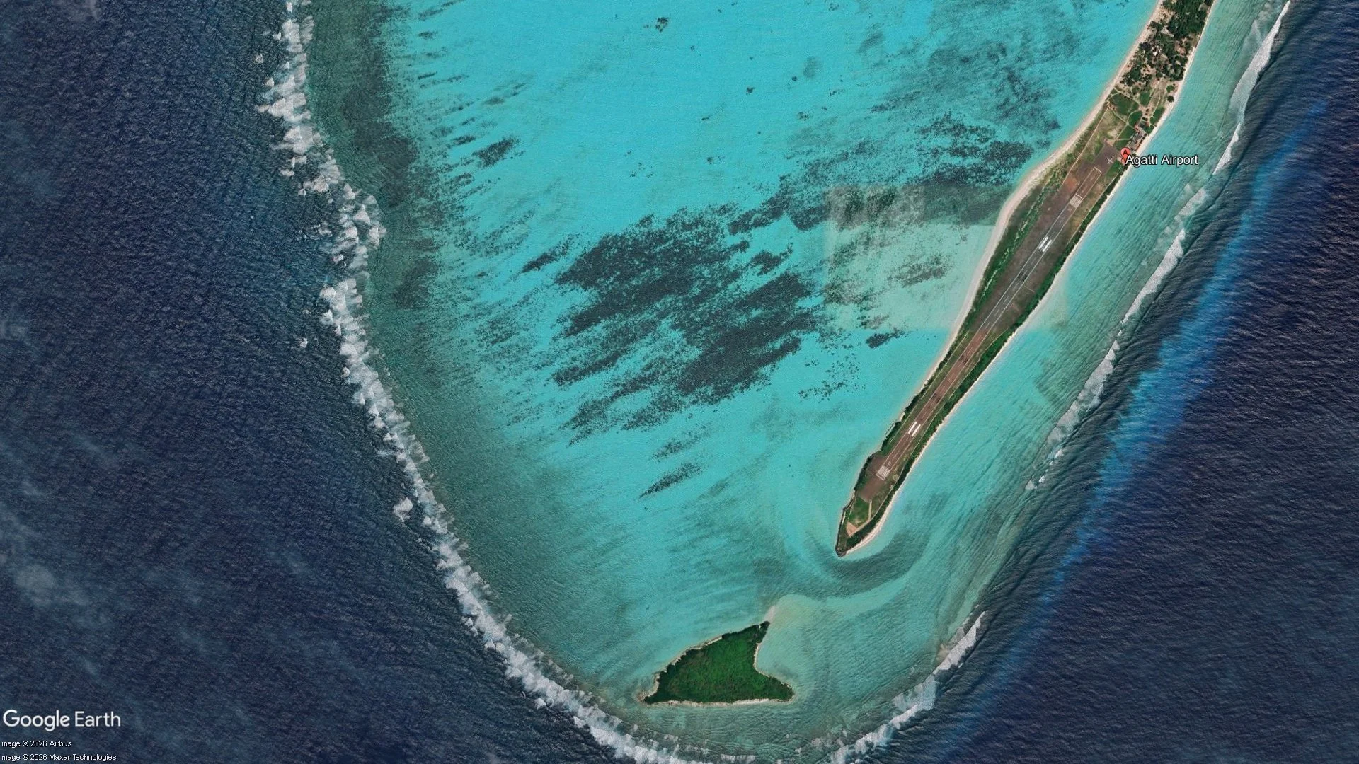 Satellite view of Agatti Airport (AGX), India