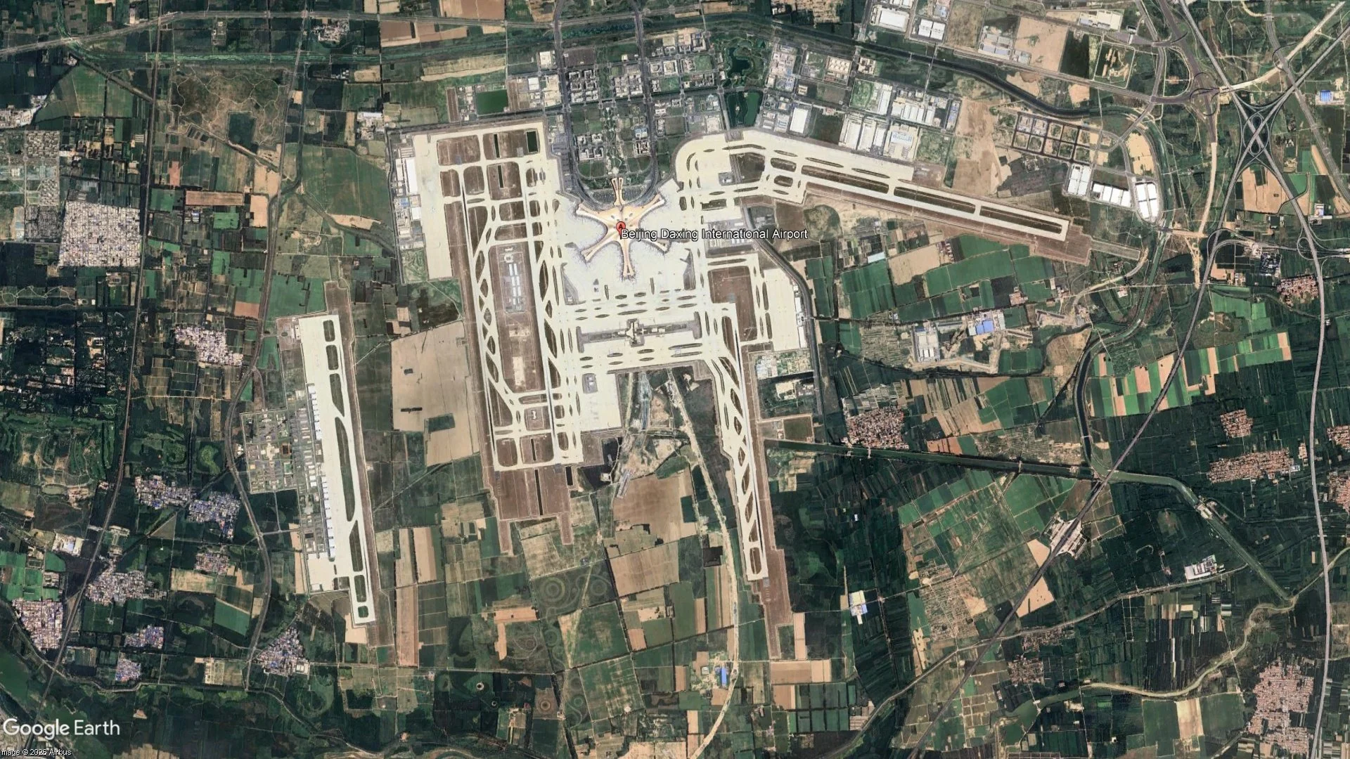 Satellite view of Beijing Daxing International Airport (PKX), Beijing, China