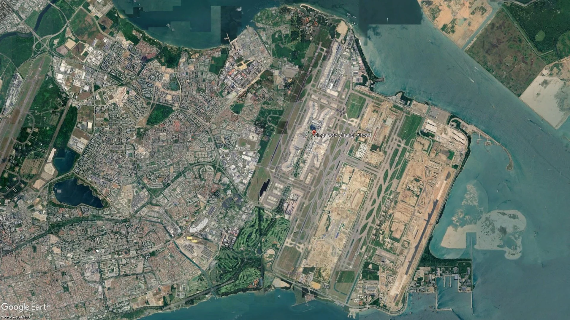 Satellite view of Singapore Changi International Airport (SIN), Singapore