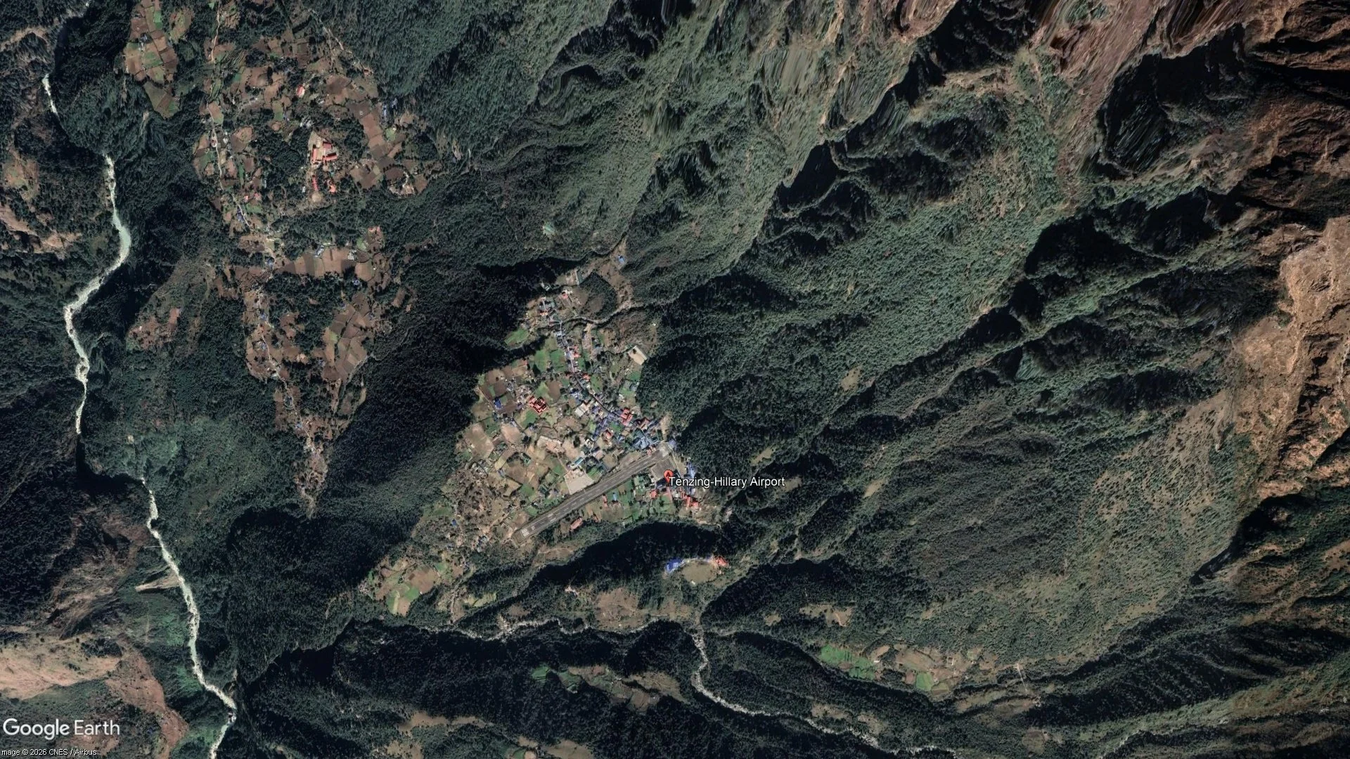 Satellite view of Tenzing Hillary Airport (LUA), Nepal