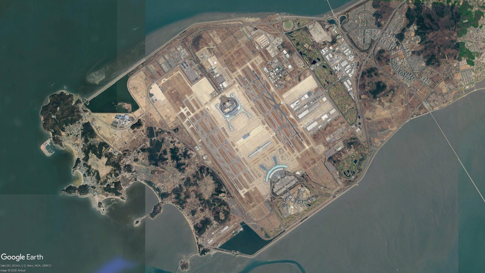 Satellite view of Incheon International Airport (ICN), Incheon, South Korea