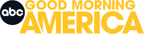 Logo for Good Morning America, with ABC logo in a dark circle and text in yellow and black.