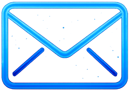 Blue neon outline of an envelope icon