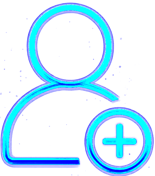 Icon of a person with a plus sign, representing adding or creating a user or account.
