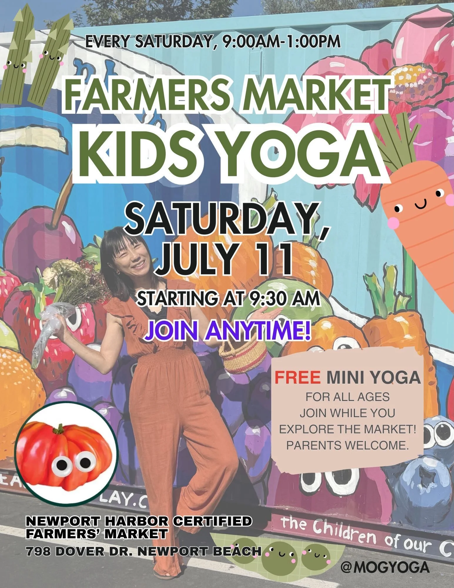 We&rsquo;re here today! 🧘&zwj;♀️
FREE Mini Kids Yoga starts at 9:30 AM 
Stop by anytime while you explore the farmers market @newportharborcfm 

📍Newport Harbor Certified Farmers&rsquo; Market
9:00 AM&ndash;1:00 PM

#mindfulness #FarmersMarket #Kid