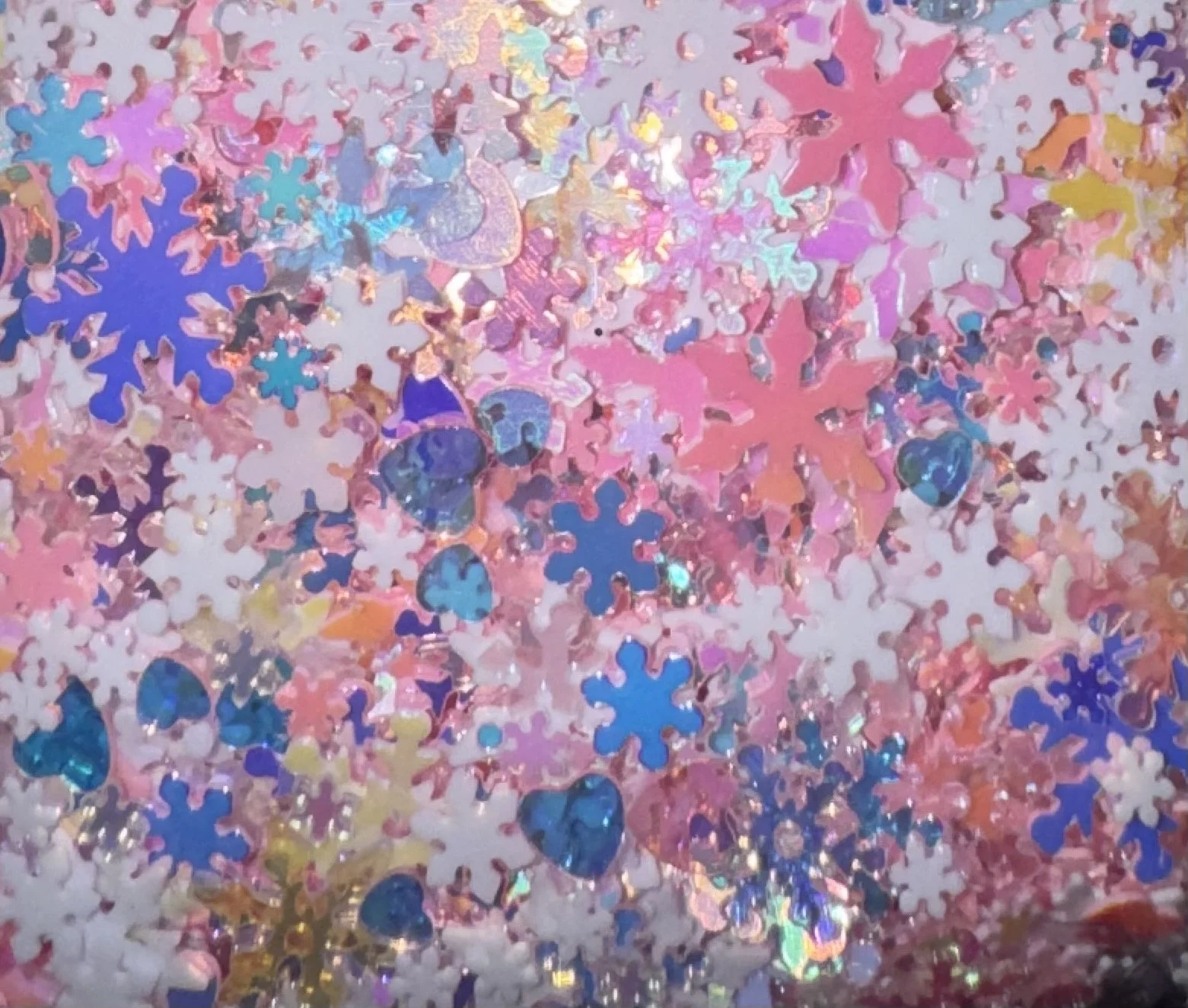 Pink and white snow flakes