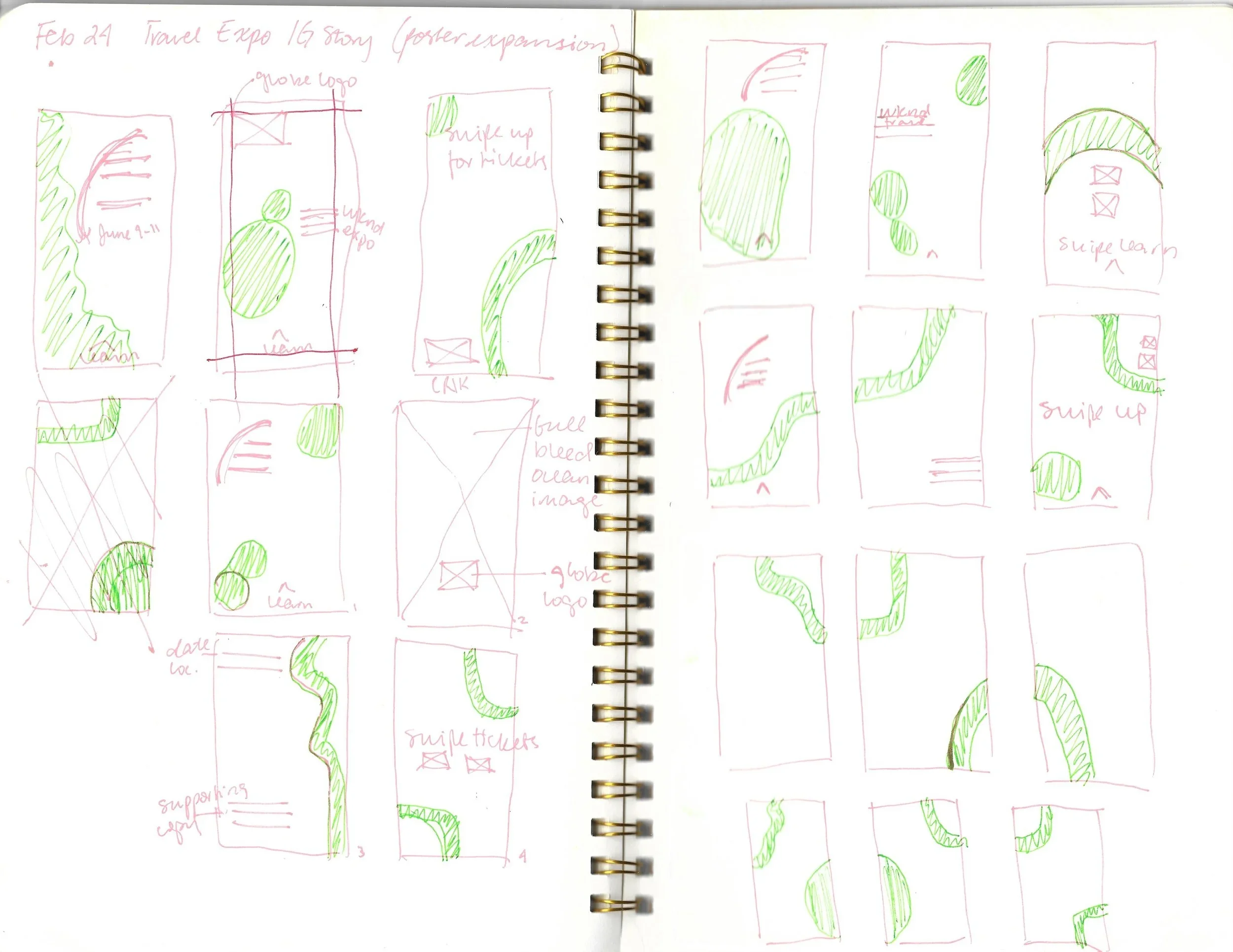 planning for social media design, thinking how of communicate a sense of ease, flow, and relaxation across multiple digital panels