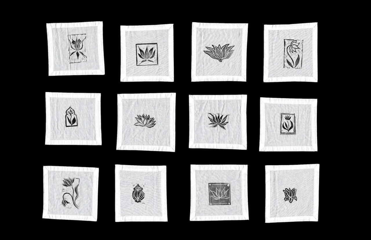 Lotus Napkin Series, one of the three series of material connectivity explored in (re)Crafting the Self