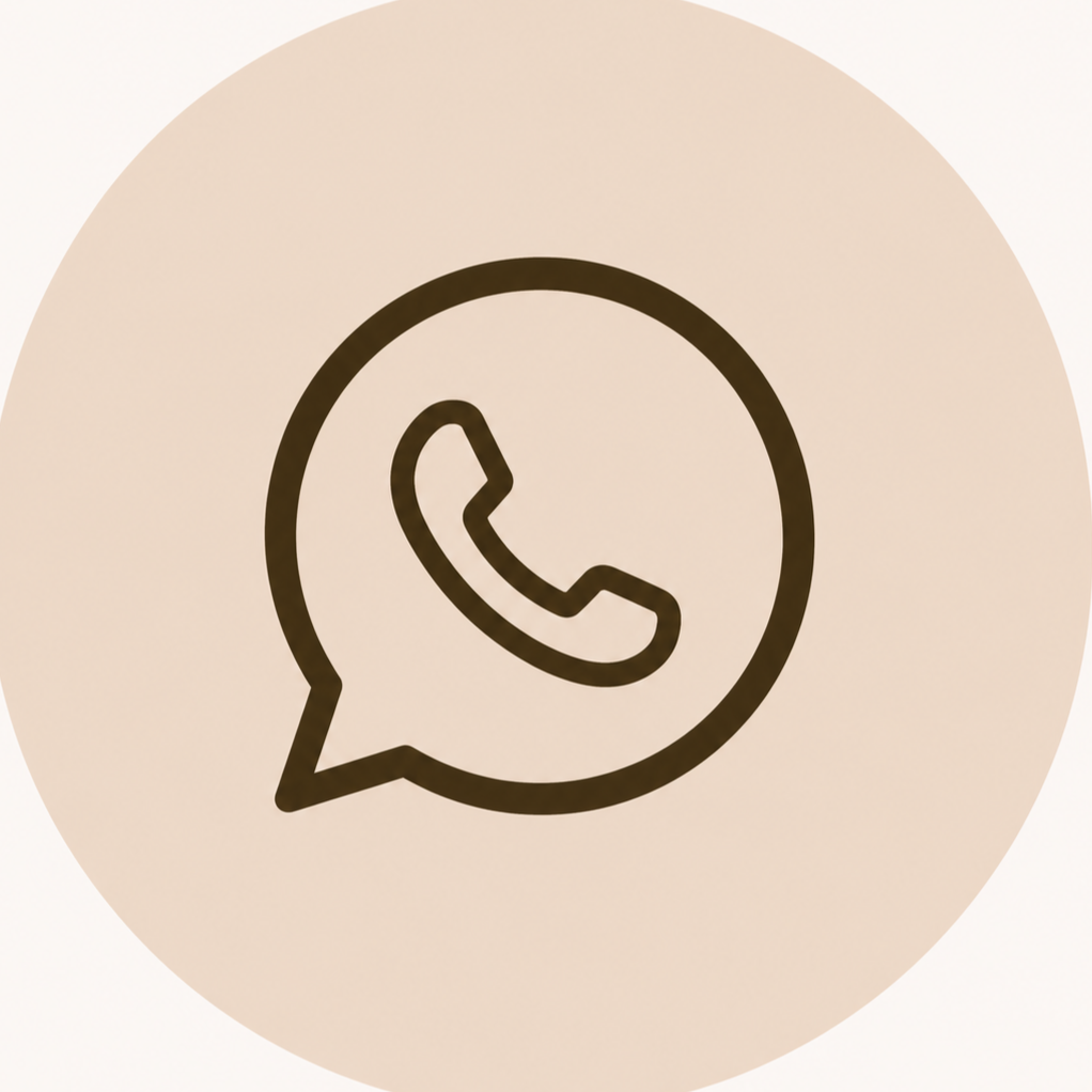 Icon of a phone inside a speech bubble, representing messaging or communication, associated with WhatsApp.