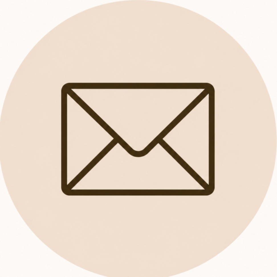 An envelope icon inside a light beige circle on a white background.