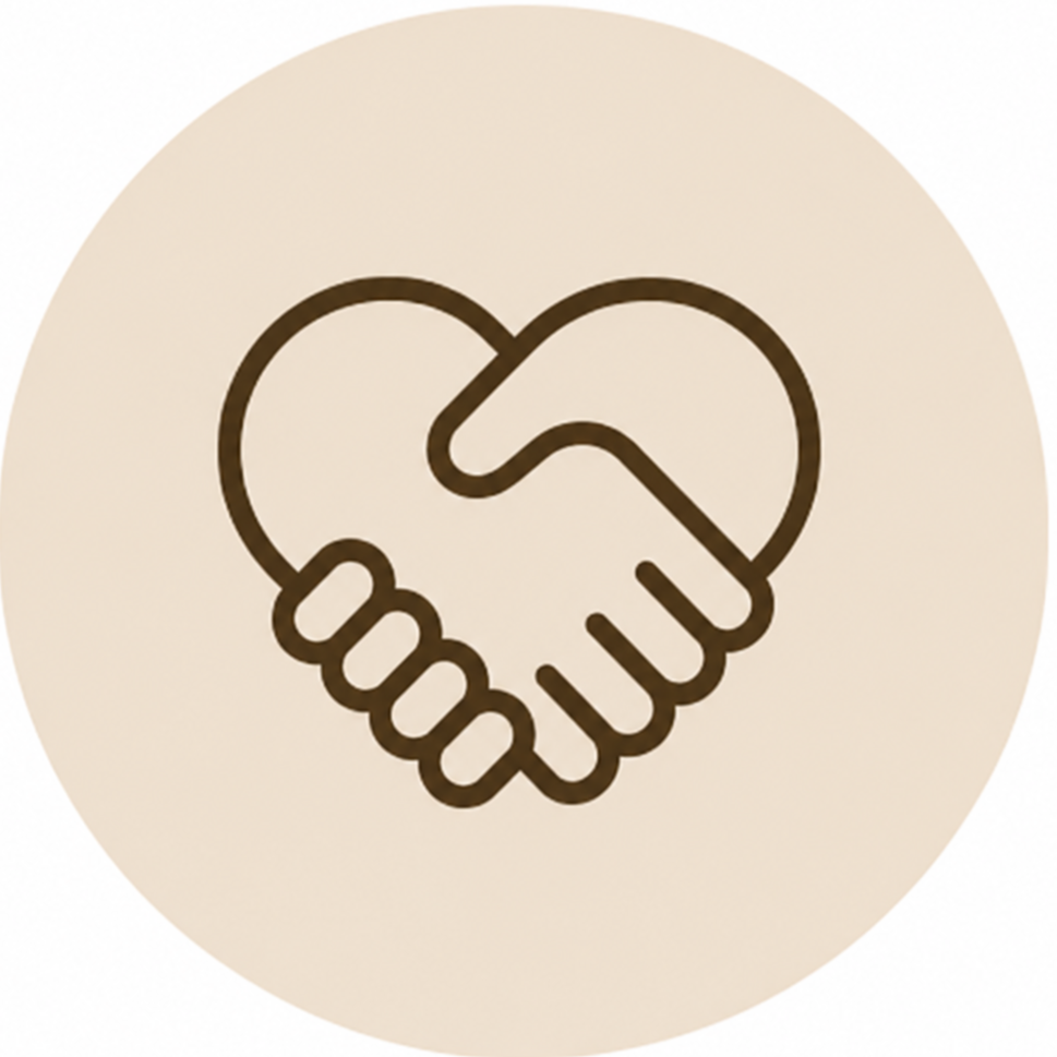 Icon of two hands shaking inside a circle