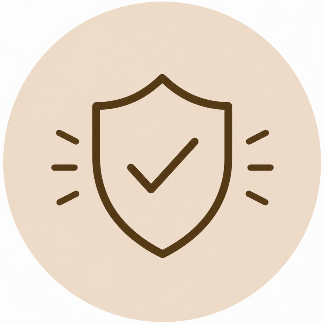 Shield icon with a checkmark in the center and lines radiating outward, symbolizing security or protection.