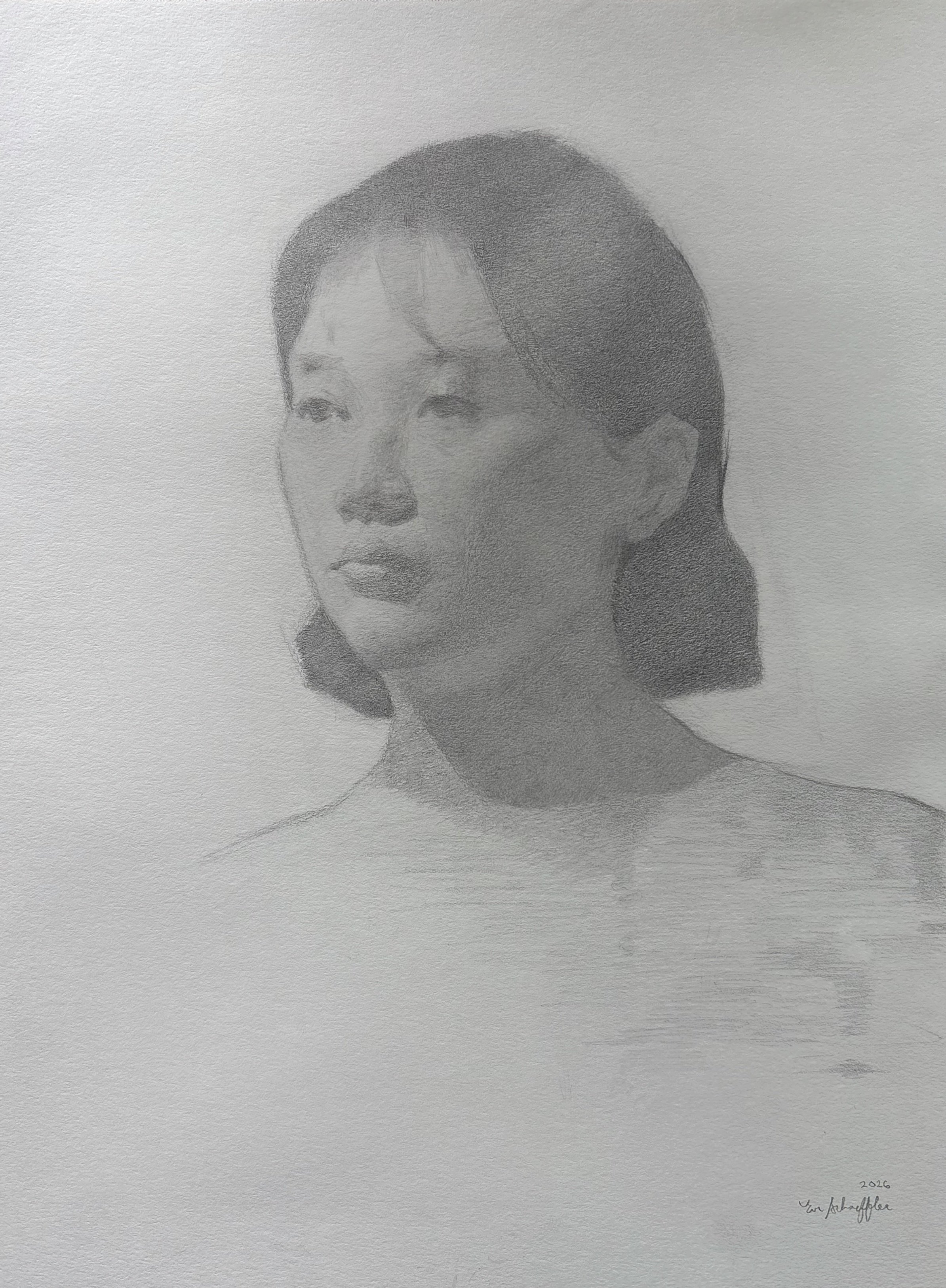 "Audrey", 9x12, graphite on paper.