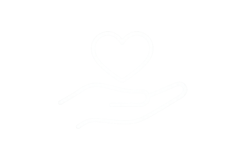 Outline of a hand holding a heart.