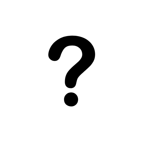 A white circle with a black question mark in the center on a black background.