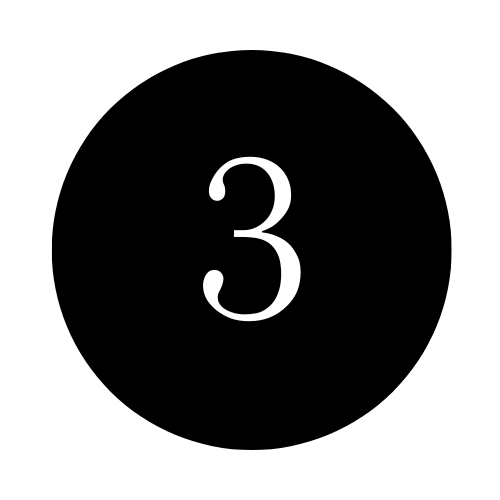 Black background with a large white number three in the center.