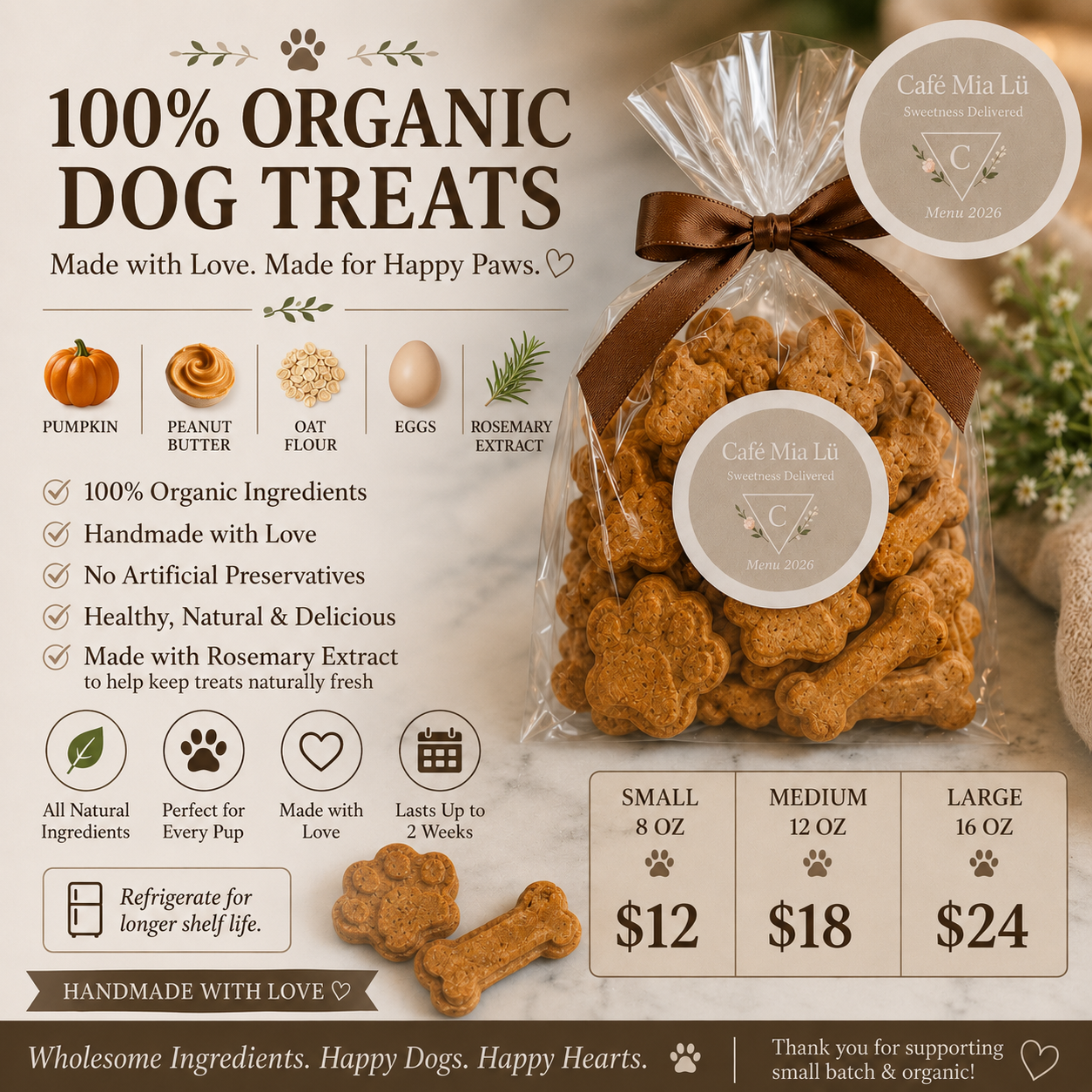 Organic pumpkin paws (1lb)