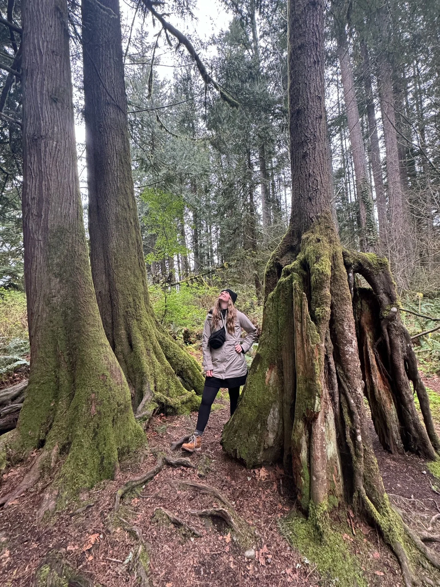 Halie Tenor, founder & guide of nested kin, in forest, in nature, among trees
