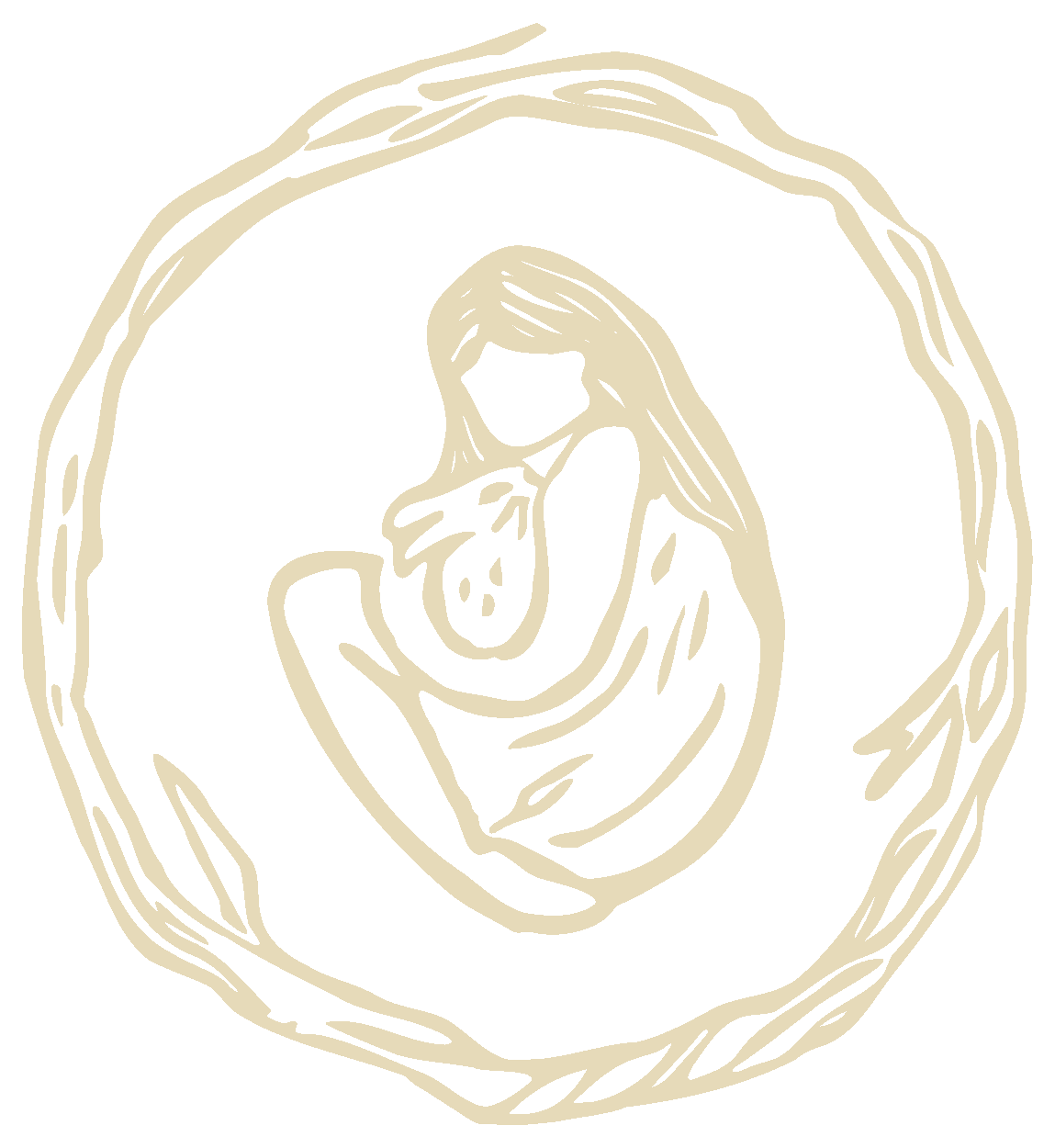 nested kin logo, custom linocut