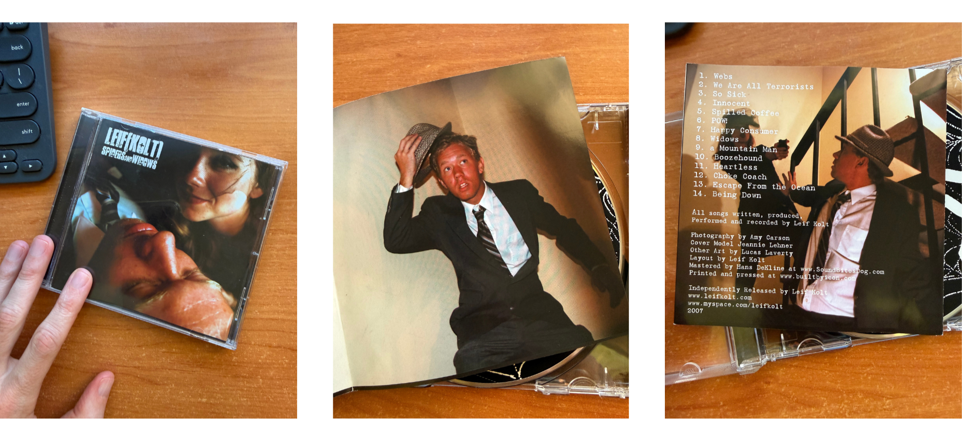 Album art inside a CD from 2007, cinematic storytelling shot by lifestyle photographer Amy Carson in San Diego.