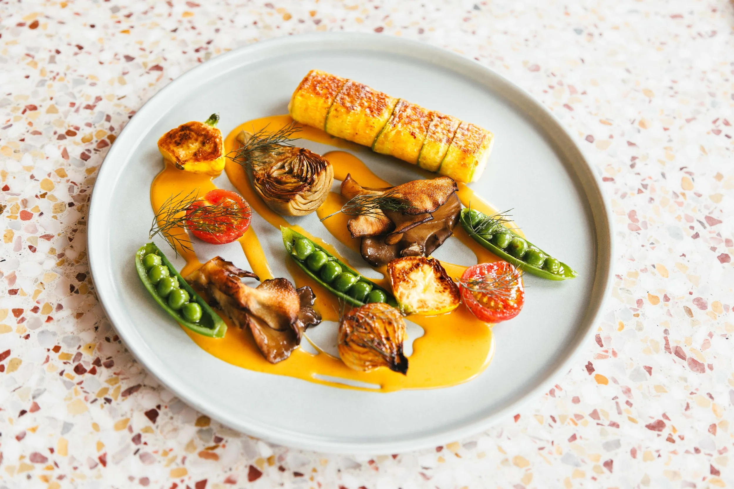 Editorial food photo of a plated dish in a restaurant.